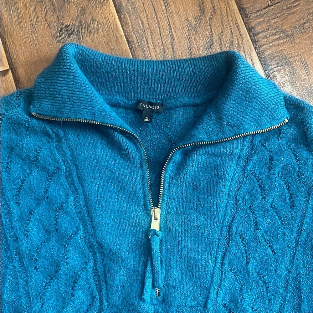 Talbots Turquoise Cable Knit Sweater - Picture 2 of 10